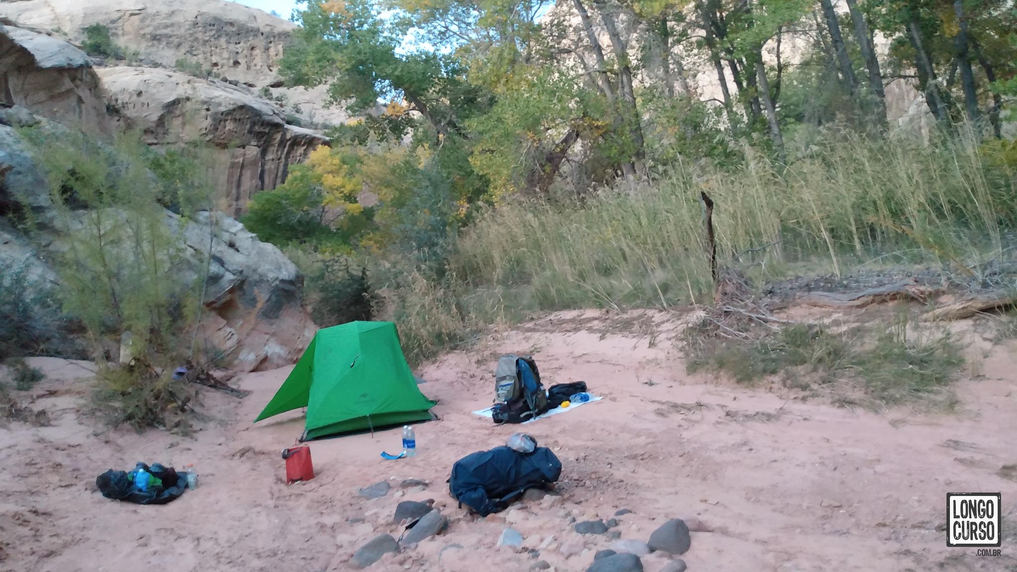 Acampamento no Lower Spring Canyon, próximo ao Fremont River