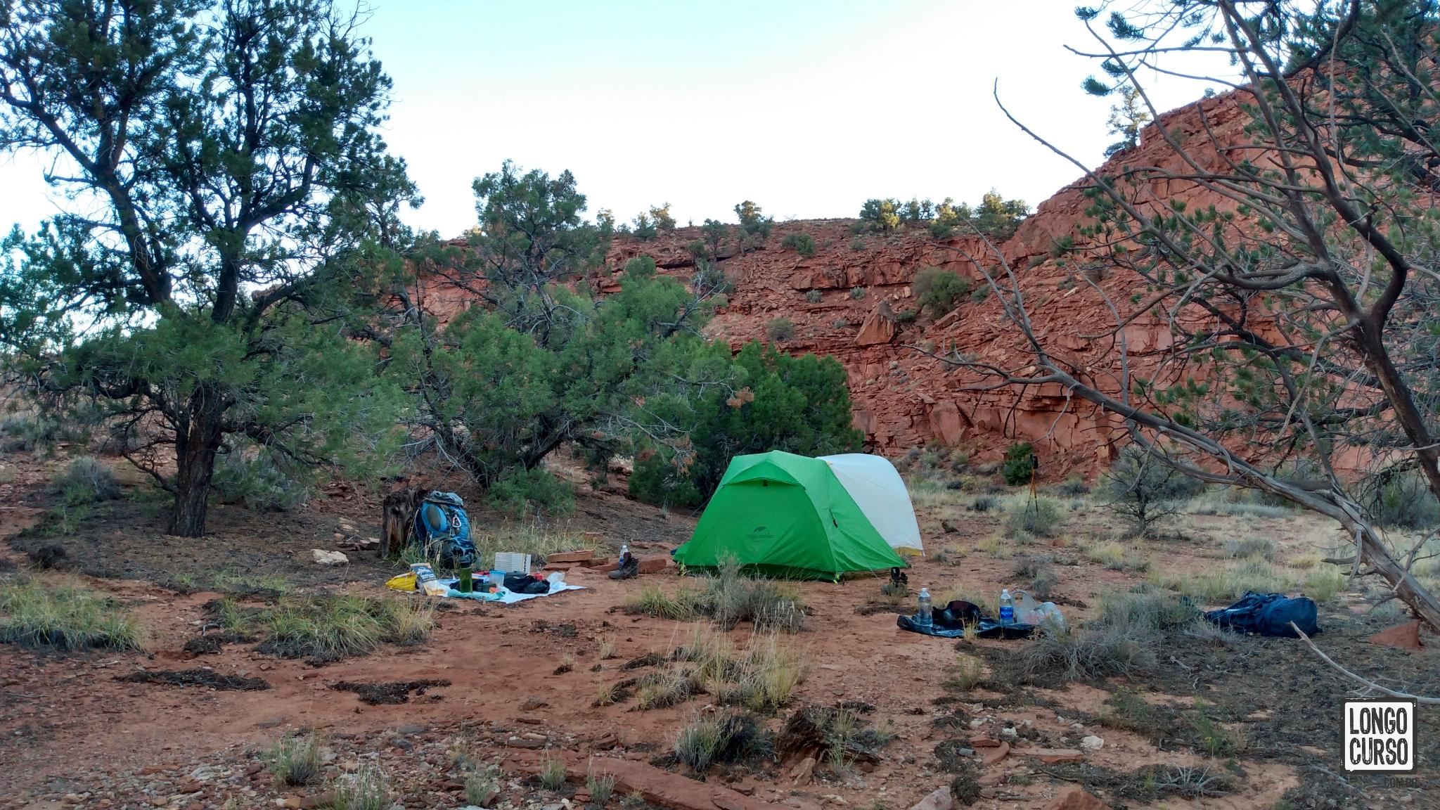 Nosso acampamento na trilha de acesso ao Sulphur Creek