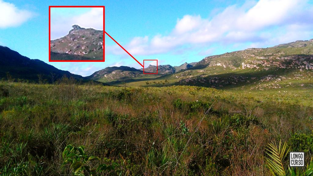 Nosso principal referencial dentro do vale do Mucugê era a "montanha bicuca" na, suposta, Serra da Tesoura.