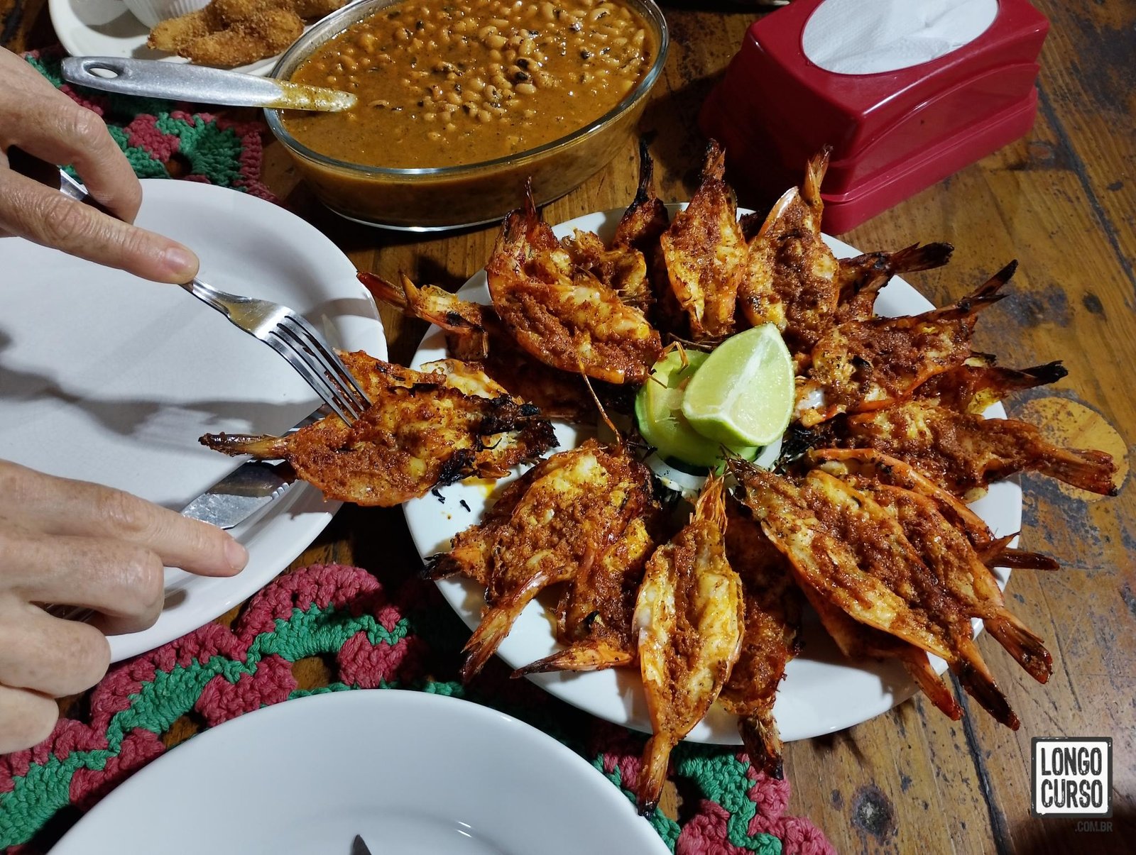 Os famosos camarões servidos no Restaurante e Redário do Sr Antônio, no Canto de Atins